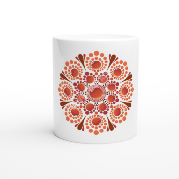 Dot Mandala - Orange - White 11oz Ceramic Mug
