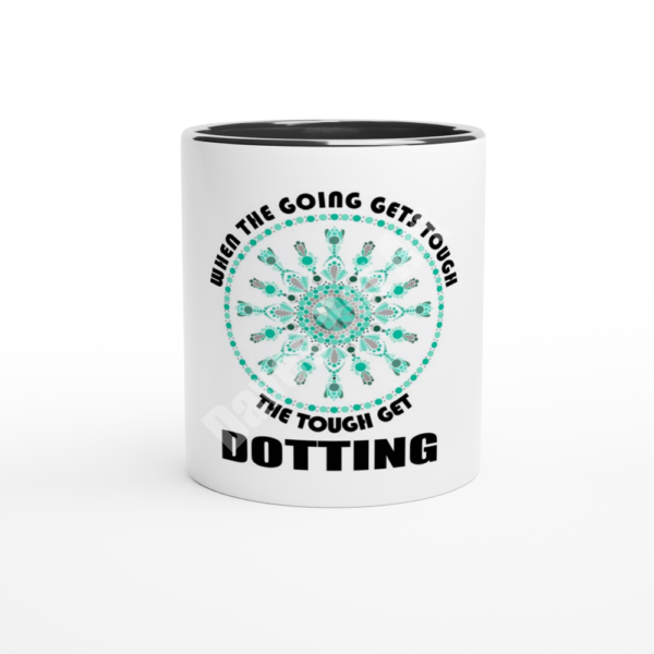 Going gets tough - Emerald Dot Mandala - White 11oz Ceramic Mug with Color Inside