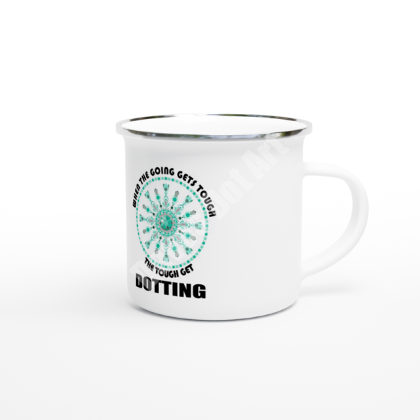 Going gets tough - Emerald Mandala - White 12oz Enamel Mug