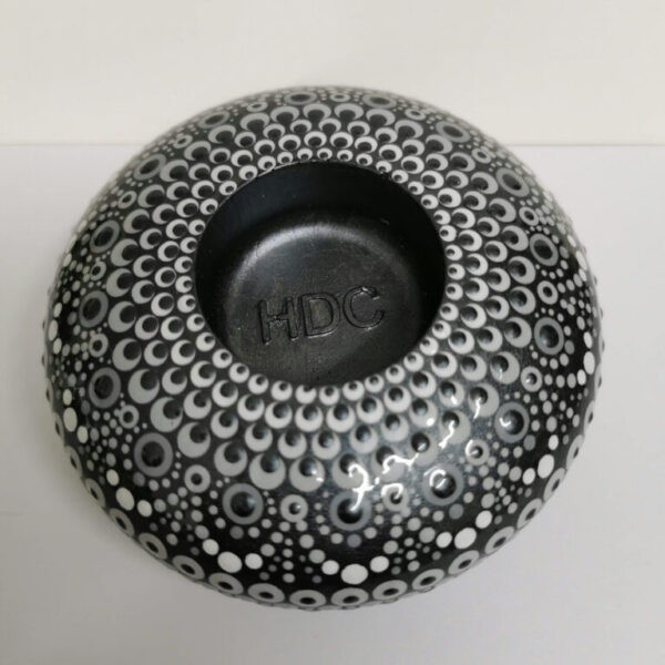 Hand Painted Dot Mandala Tealight Holder - Black and White