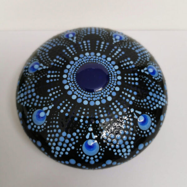 Hand Painted Dot Mandala Art Stone - Shades of Blue