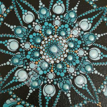 Aquamarine Hand Painted Dot Mandala