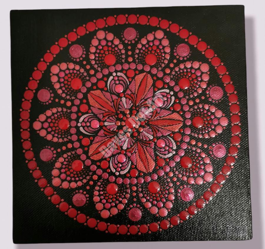 Dot Mandala Canvas - Garnet