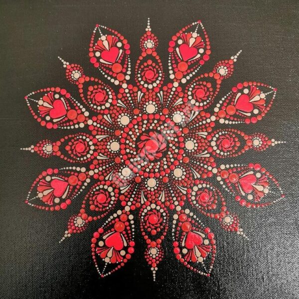 Hand Painted Dot Mandala Canvas - Love