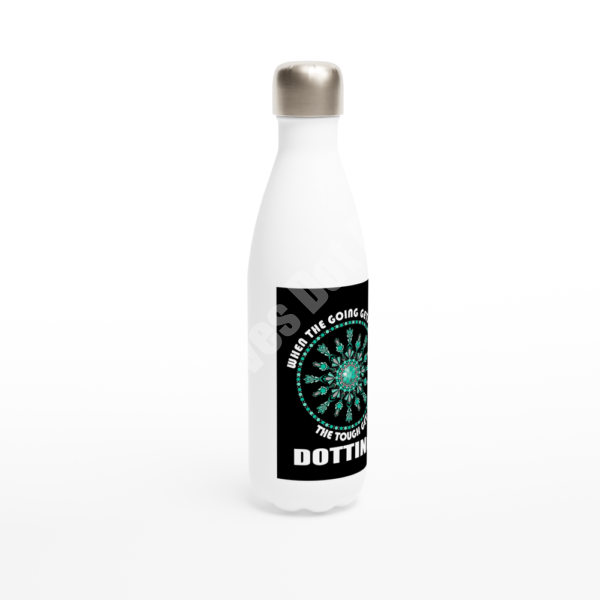 Going gets tough - Emerald Dot Mandala - White 17oz Stainless Steel Water Bottle